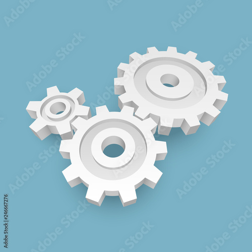 3D White Paper Gears Business Concept