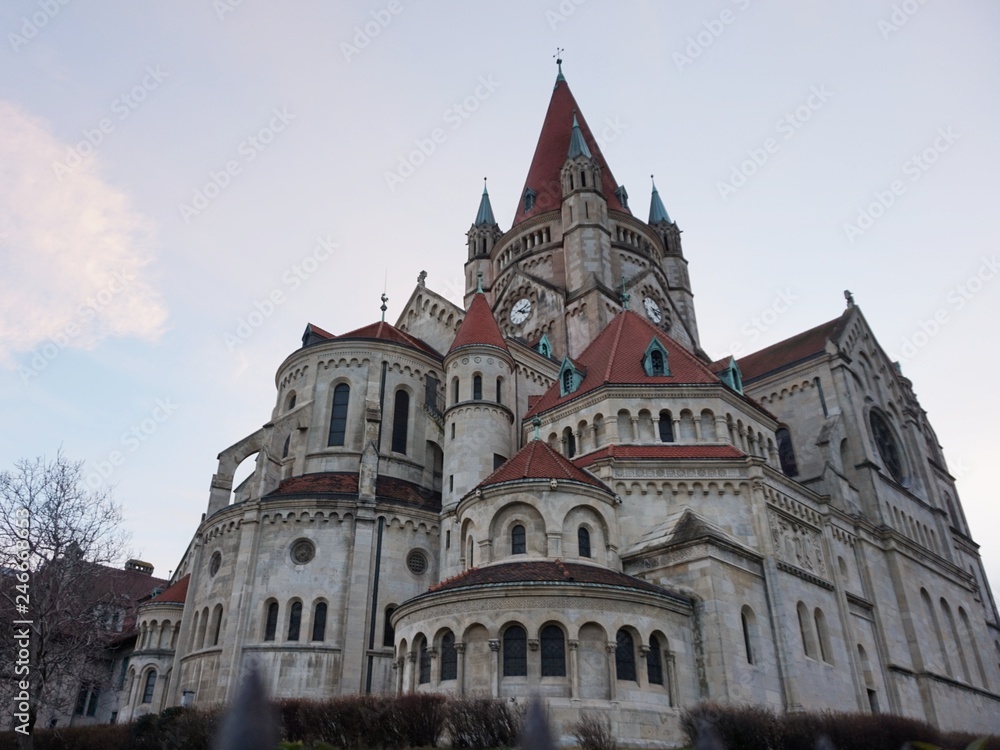 Church of St. Francis of Assisi in Vienna, on the banks of the Danube.