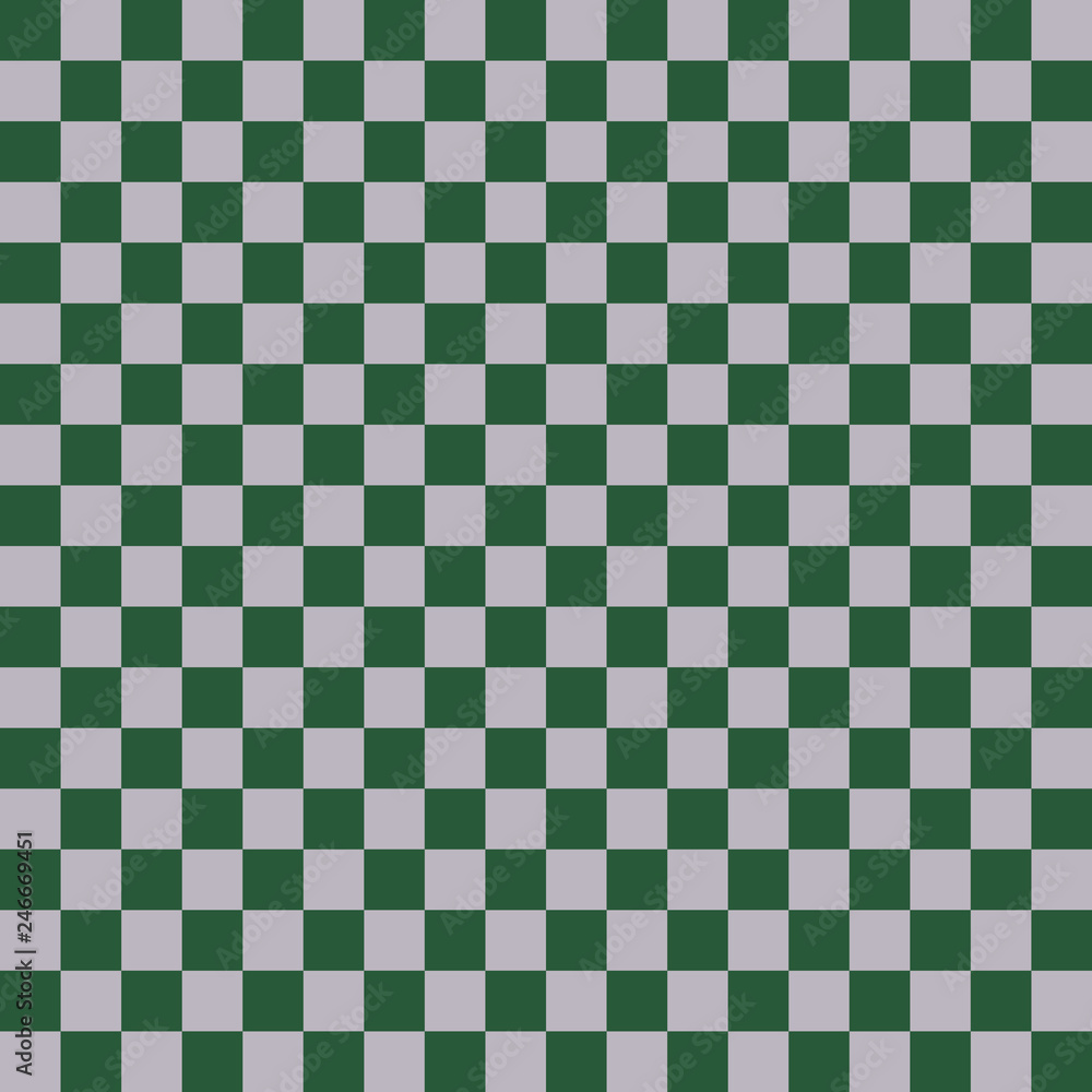 Fototapeta premium Green and Silver Seamless Pattern - Checkerboard squares repeating pattern design