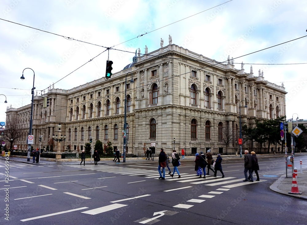 Facades of beautiful old buildings in the center of Vienna.