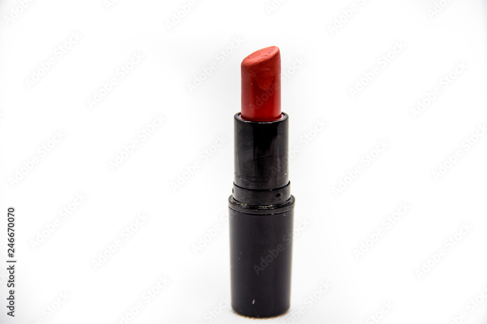 red lipstick for professional makeup on white background red lipstick for professional makeup on white background