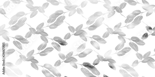 Foliage pattern on white background. Floral ornament decoration.
