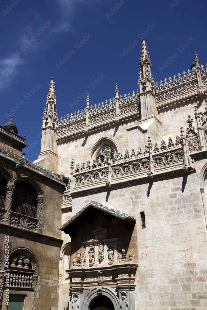 The Gothic Cathedral of the Incarnation in Granada, the architectural details. Andalucia. Spain. Europe