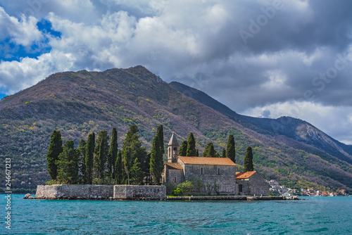 Church on San George`s island in Kotor Bay photo