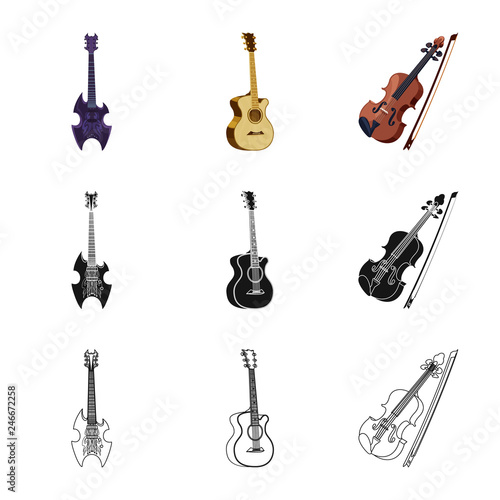 Isolated object of music and tune sign. Collection of music and tool stock symbol for web.
