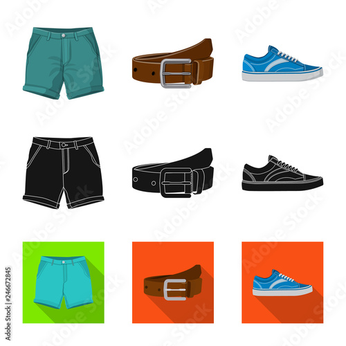 Vector illustration of man and clothing sign. Collection of man and wear stock vector illustration.