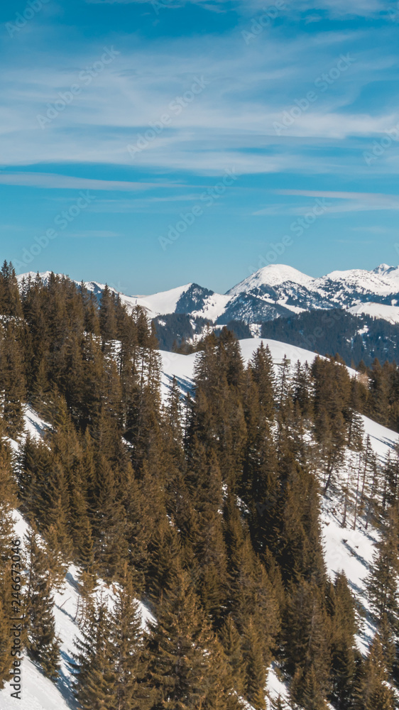 Smartphone HD wallpaper of beautiful alpine winter view at the Wallberg - Bavaria - Germany