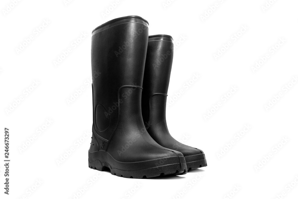 Rubber black boots for fishing. Rubber black boots for fishing.