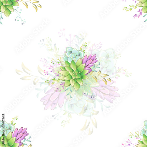 Sucullent pattern design. Trendy flower gradients. Vector cactus illustration. © WI-tuss