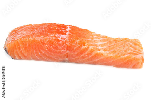 Red fish. Raw salmon fillet isolate on white background.