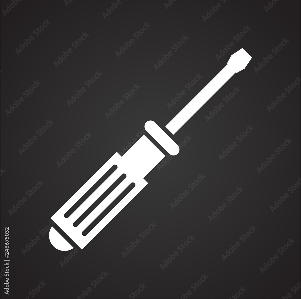 Tool screwdriver icon on black background for graphic and web design, Modern simple vector sign. Internet concept. Trendy symbol for website design web button or mobile app Tool screwdriver icon on black background for graphic and web design, Modern simple vector sign. Internet concept. Trendy symbol for website design web button or mobile app