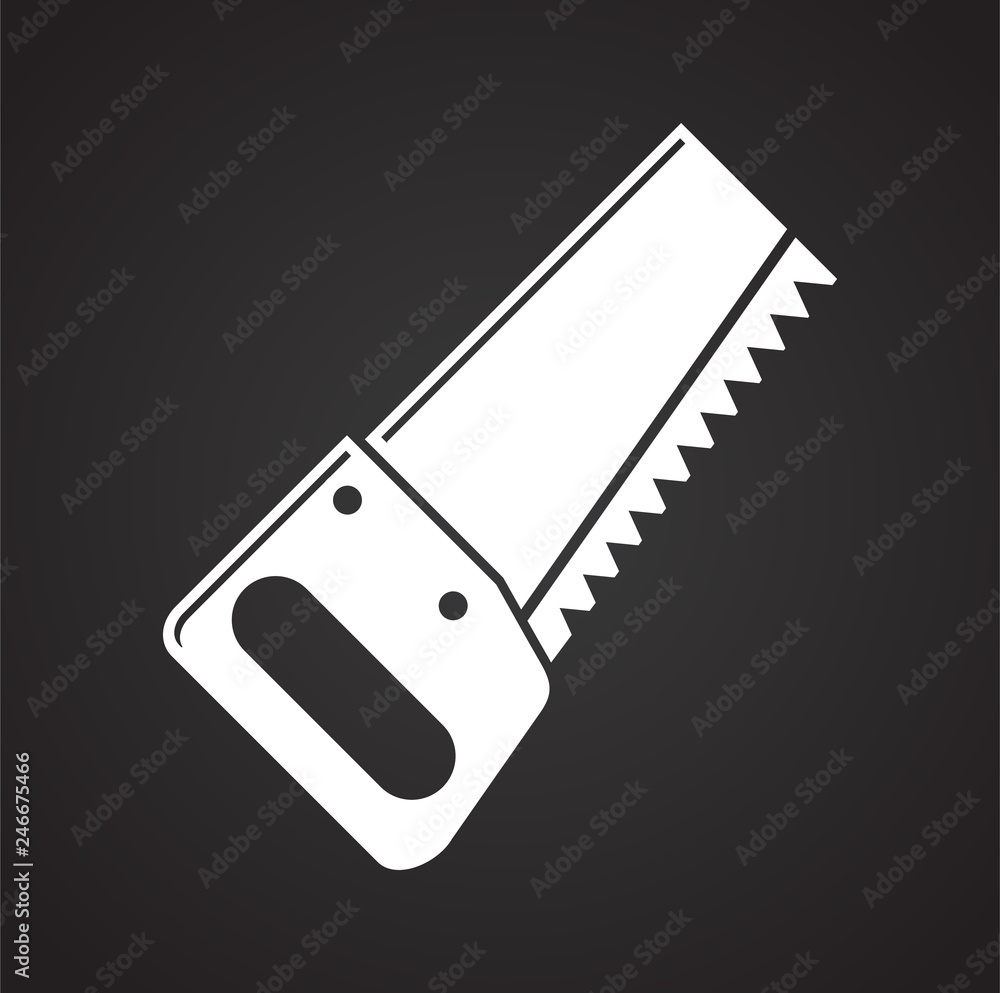 Tool saw icon on black background for graphic and web design, Modern simple vector sign. Internet concept. Trendy symbol for website design web button or mobile app Tool saw icon on black background for graphic and web design, Modern simple vector sign. Internet concept. Trendy symbol for website design web button or mobile app