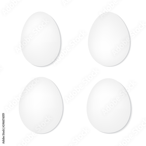set of white eggs on a white background- vector illustration