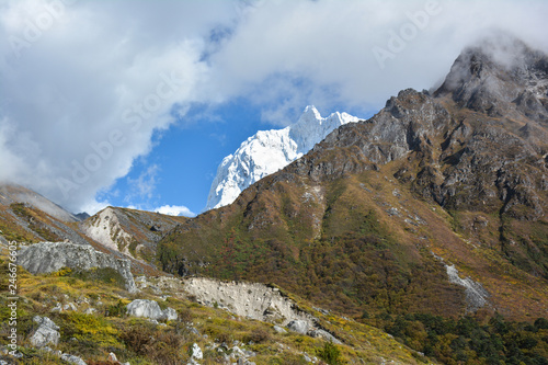 Majestic view of Jannu Peak on the way to Kangchenjunga basecamp, Nepal