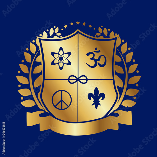 illustration - coat of arms in the style of flat design on the theme of mysticism and esotericism