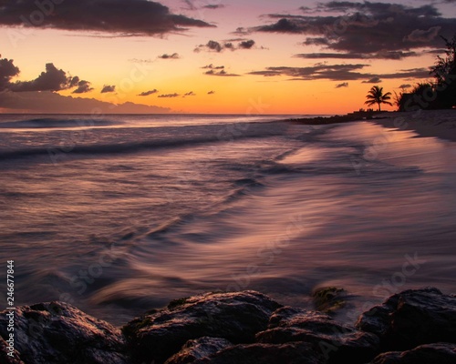 Sunset over smooth water