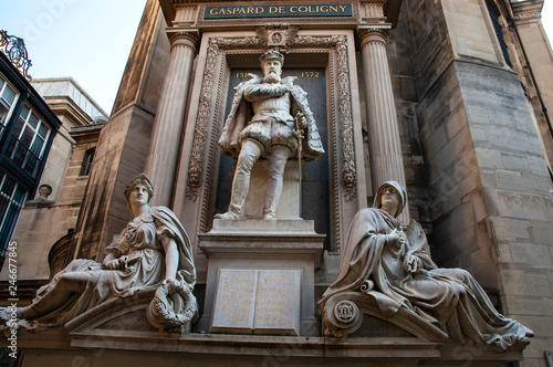 Monument to Gaspard de Coligny, by Gustave Crauck, Temple Protestant de l'Oratoire du Louvre, Paris photo