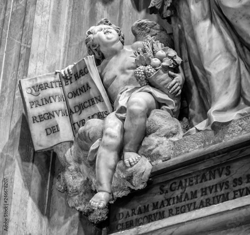 Marble Angel Sculpture Black and White