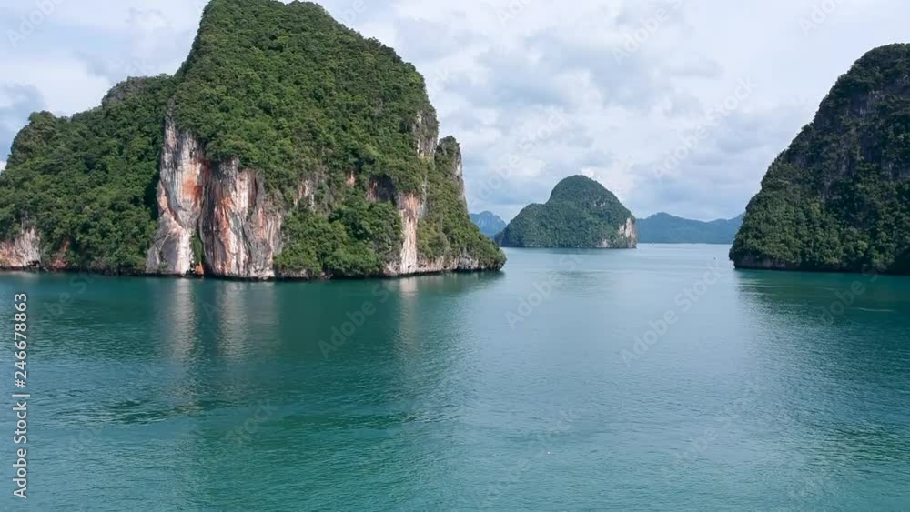 Drone footage of islands in Thailand with limestone rock formation ...