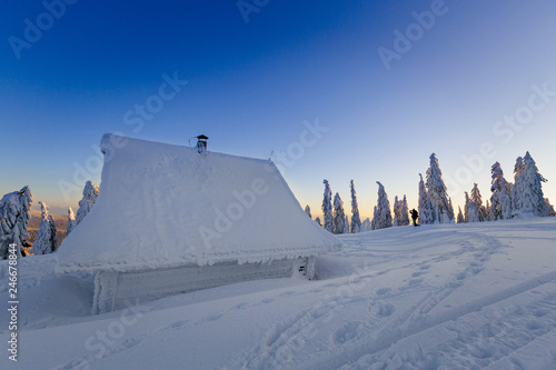 Fototapeta Naklejka Na Ścianę i Meble -  Winter trekking Beskidy mountains Rysianka