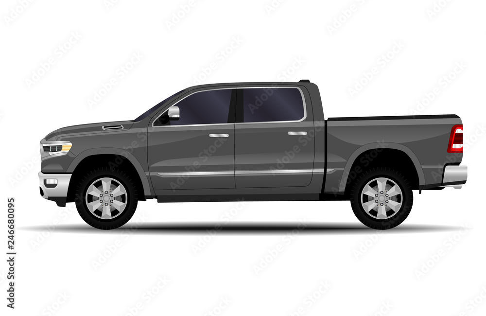 realistic car. truck, pickup. side view. realistic car. truck, pickup. side view.