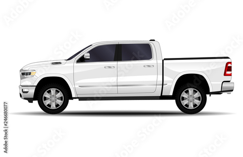 realistic car. truck, pickup. side view.