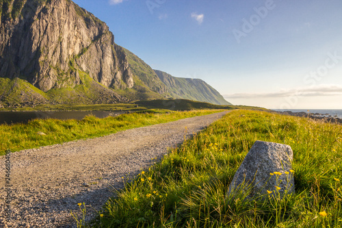 Foto sunset at Vestvagoya island in Lofoten in Norway