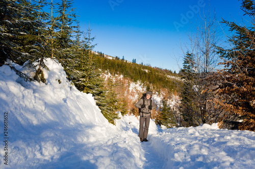 Tourist having mountain trekking Poland photo