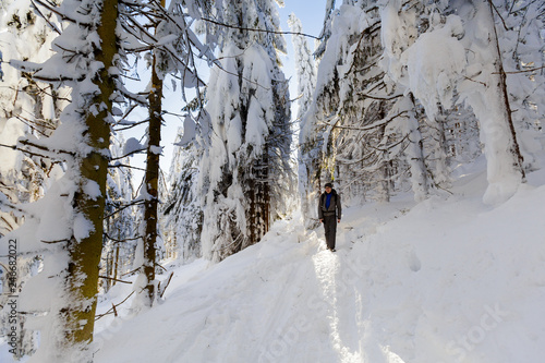 Tourist having mountain trekking Poland