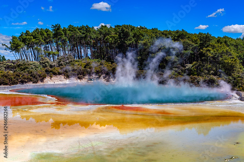 New Zealand, North Island. Rotorua, Wai-O-Tapu ("Sacred Water" in Maori) Thermal Wonderland. The Champagne Pool - the most colourful geothermal area
