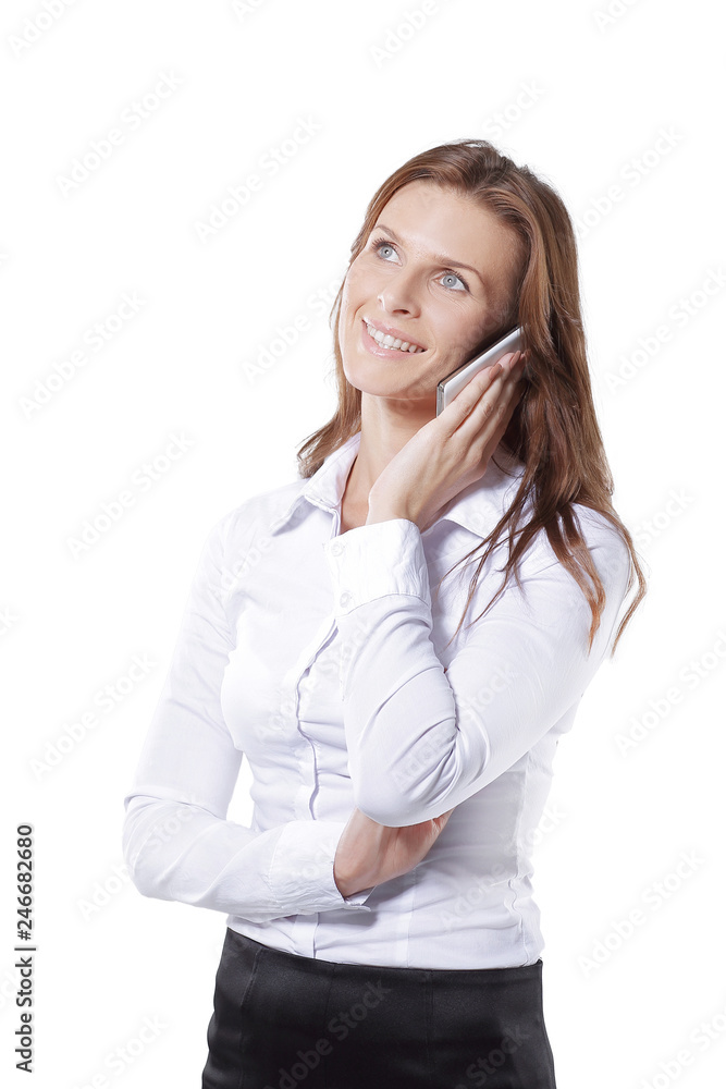 woman consultant talking on a mobile phone. woman consultant talking on a mobile phone.