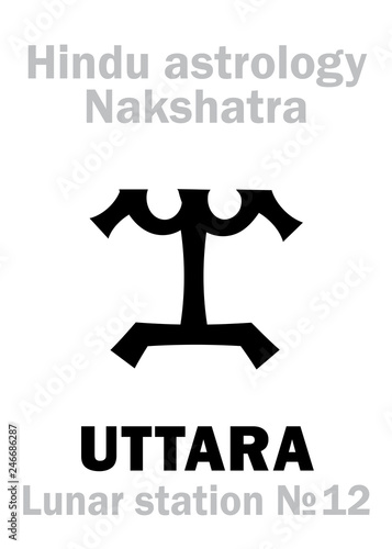 Astrology Alphabet: Hindu nakshatra UTTARA / UTTARA PHALGUNI (Lunar station No.12). Hieroglyphics character sign (symbol).