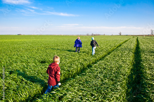 family in the field