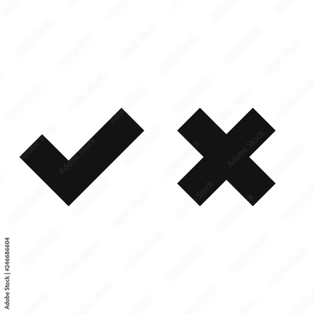 Obraz premium Check mark icons, cross and tick