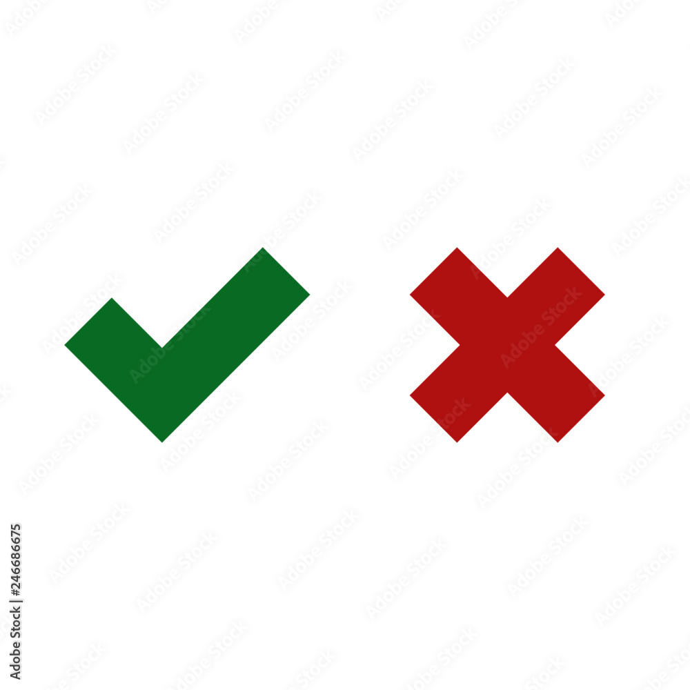 Fototapeta premium Check mark icons, cross and tick