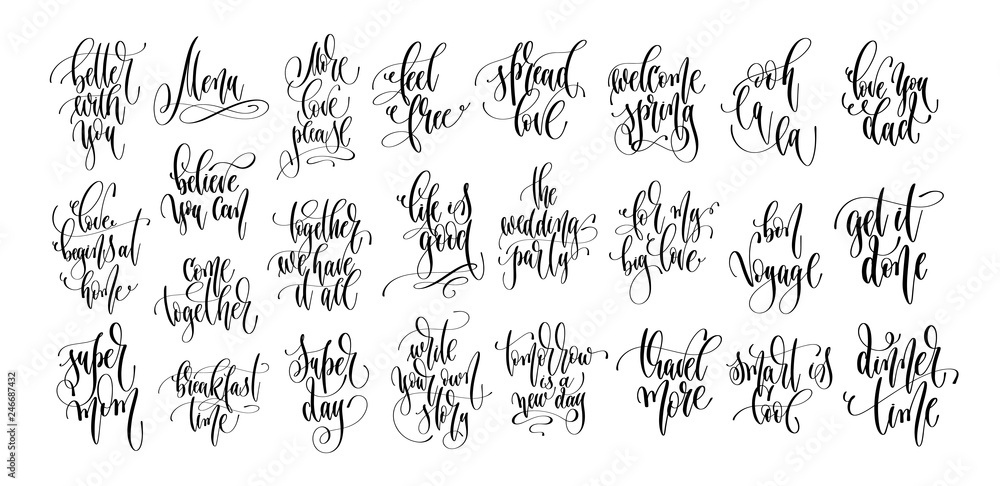 set of 25 hand lettering inscription text motivation and inspiration positive quotes