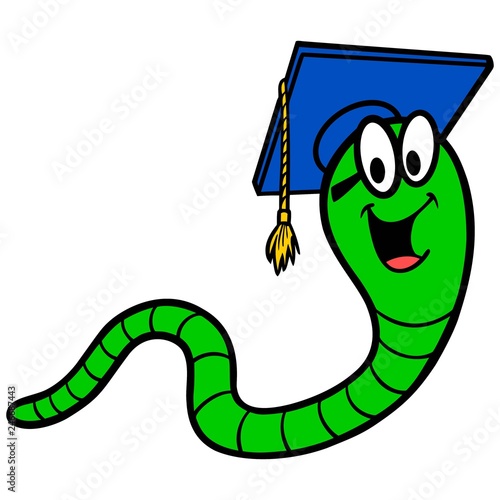 Bookworm - A vector cartoon illustration of a Bookworm mascot.