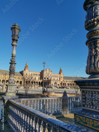 Stunning view of the Plaza de Espana on a sunny day, Seville © M.Etcheverry