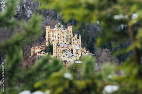 Winter view over Hohenschwangau Castle in Schwangau, Germany