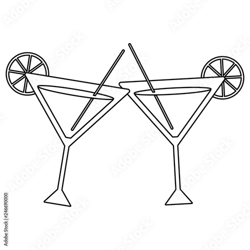 orange cocktail with straw black and white