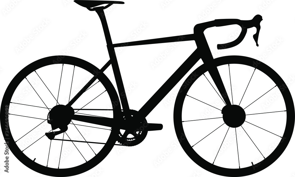 Climbing road bike with disc brakes - silhouette. Vector illustration