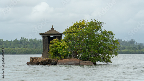 Small Temple On An Island In The Middle Of A Lake