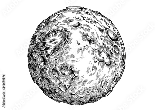 Moon illustration for t-shirt, tattoo design, emblem