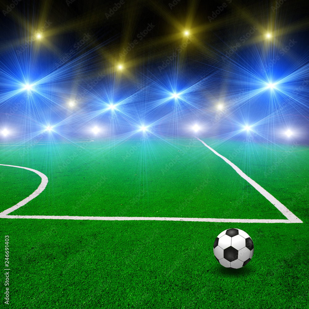 Soccer field with lights