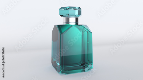 women's perfume in beautiful bottle on white background. 3d illustration