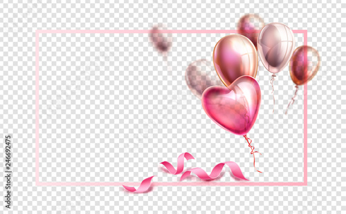 Vector heart balloon gold confetti valentines day