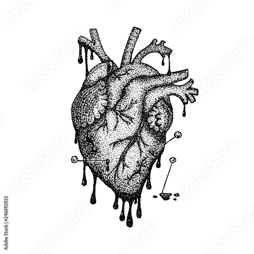 Dotwork Heart with Blood