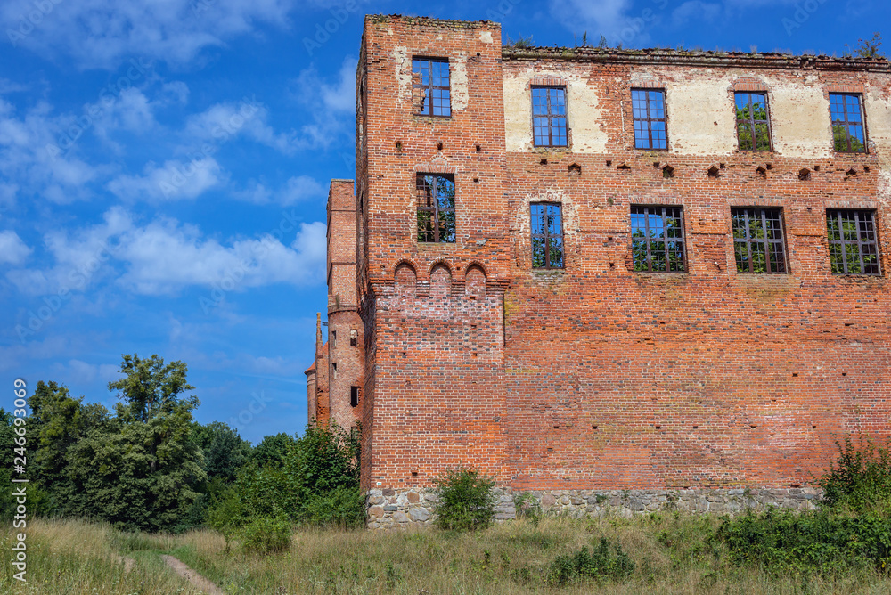 Ruins of castle built by the Teutonic Order in Szymbark, small village in Warmia and Masuria region of Poland