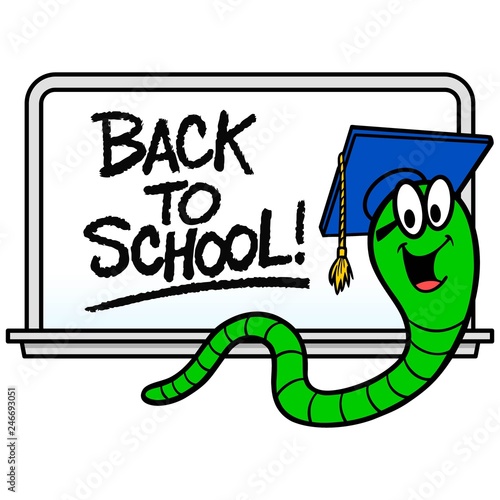 Bookworm and Whiteboard - A vector cartoon illustration of a Bookworm and a school whiteboard.