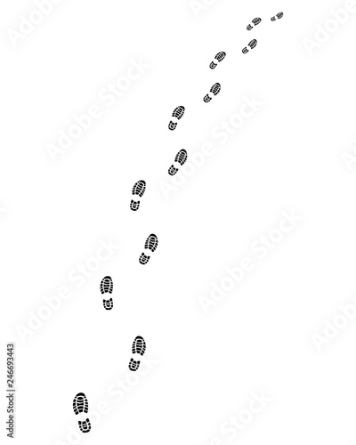 Trail of shoes prints, turn left or right